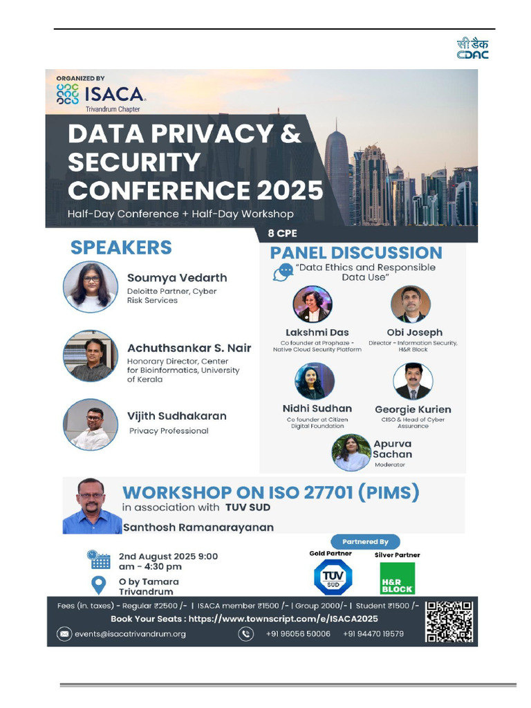 Brochure - Isaca Data Privacy Security Conference 2025 | PDF