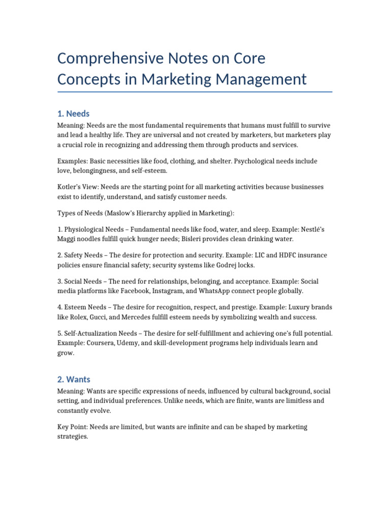 Core Concepts in Marketing Management | PDF | Business Economics | Business