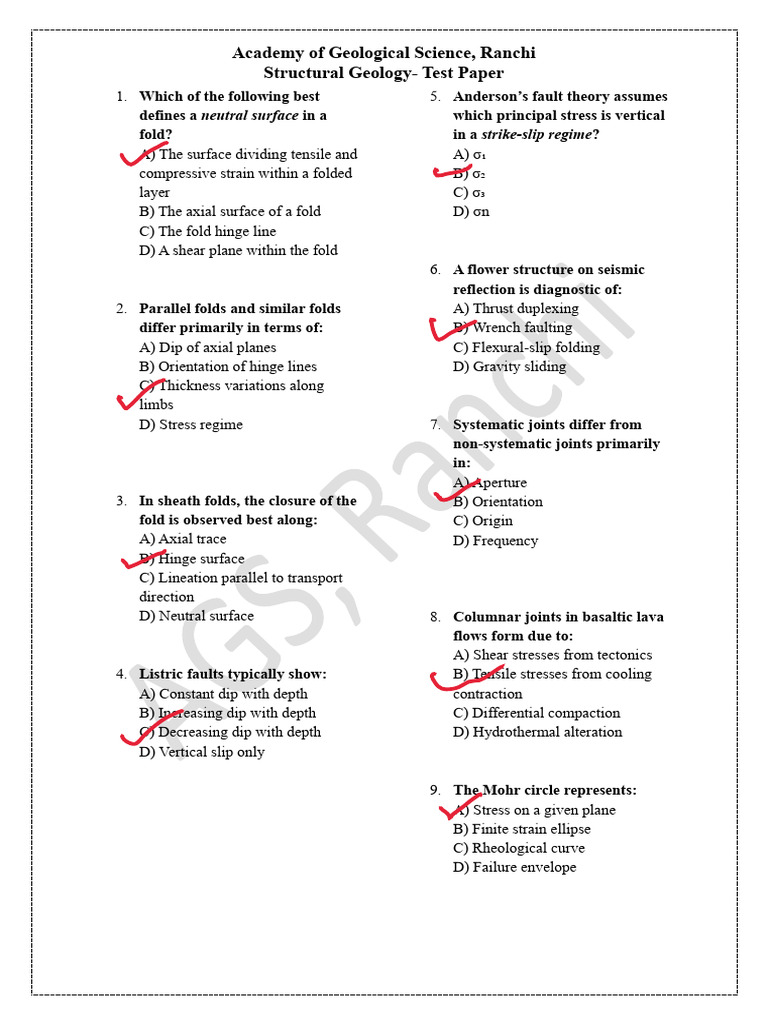 Test Structural Geology | PDF | Fault (Geology) | Structural Geology