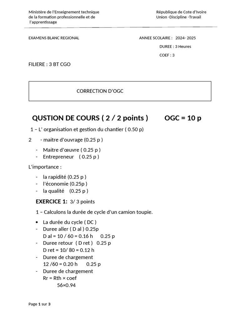 Correction Examens Blanc OGC 2024-2025 | PDF