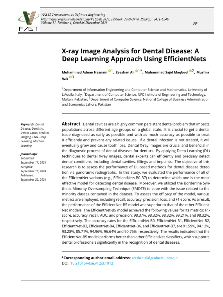 Deep Learning for Dental X-ray Analysis | PDF | Dentistry | Receiver ...