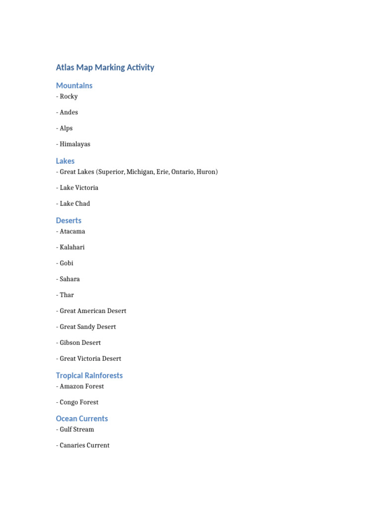 Atlas Map Marking Activity | PDF