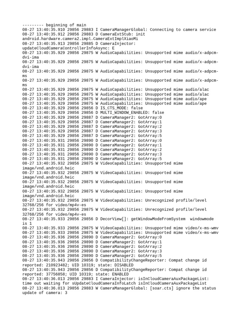 Camera and Audio Capabilities Log | PDF | Data Compression | Computing