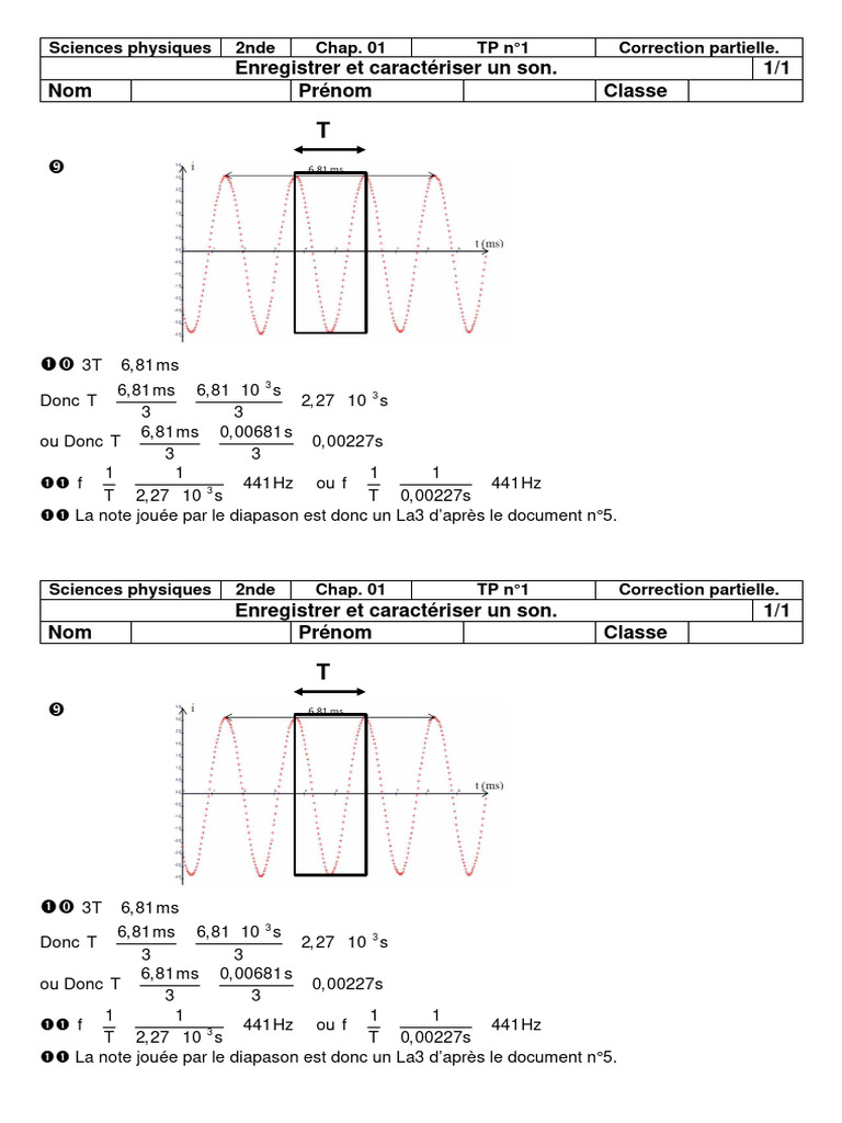 Correction TP son en sciences physiques | PDF