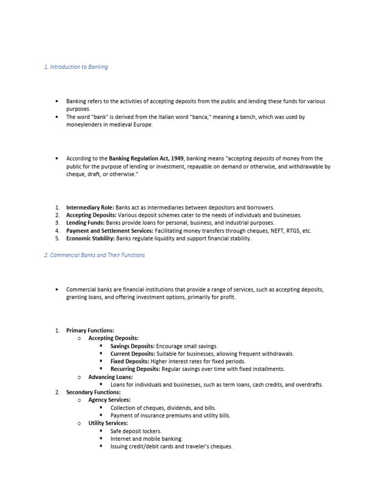 Banking Principles and Operations | PDF | Reserve Bank Of India | Loans