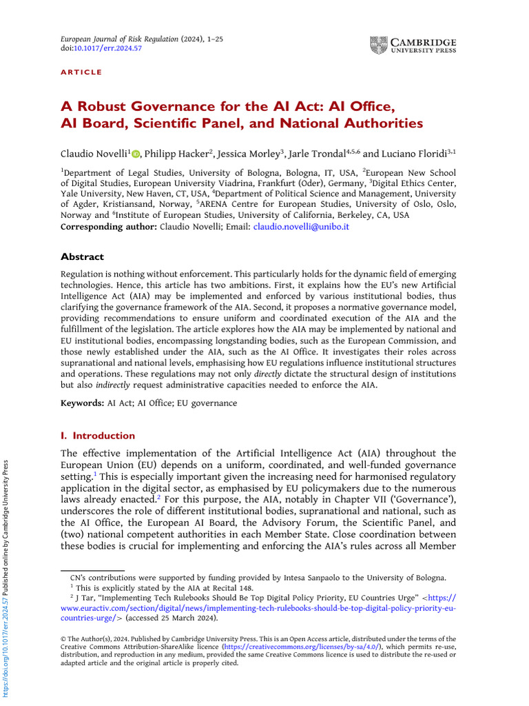 A Robust Governance For The AI Act 1726820353 | PDF | Artificial ...