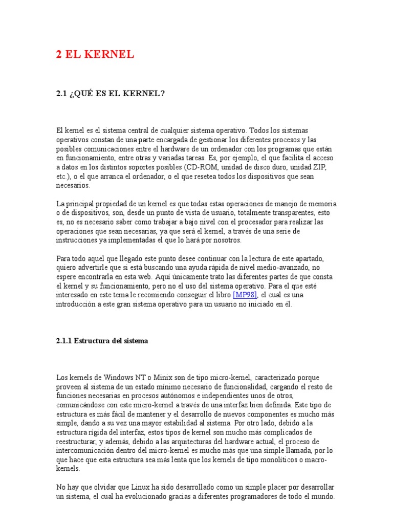 Kernel: Estructura y Funciones | PDF | Kernel (sistema operativo ...