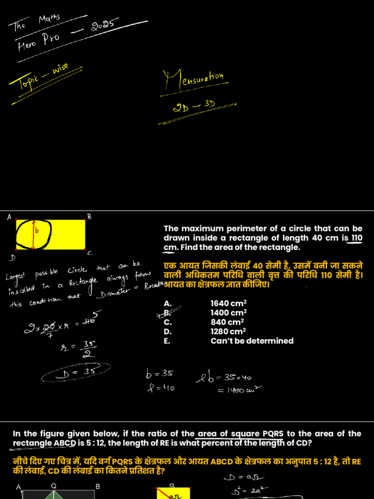 Area and Perimeter Calculations in Geometry | PDF | Area | Rectangle