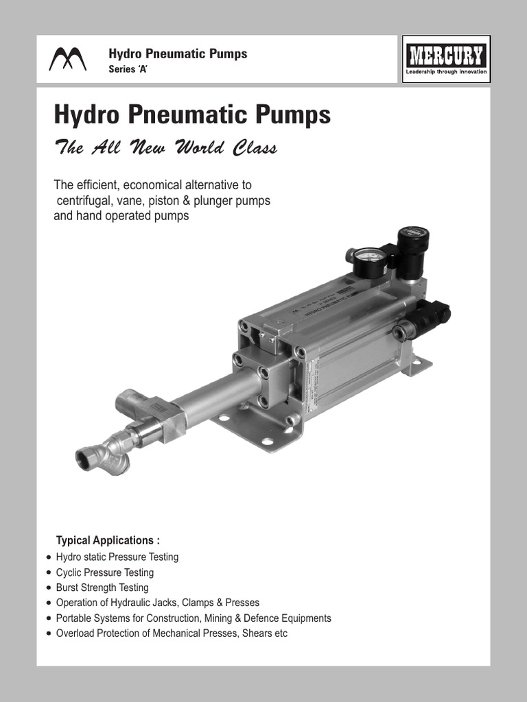 Mercury Hydro Pneumatic Pumps Overview | PDF | Pump | Valve