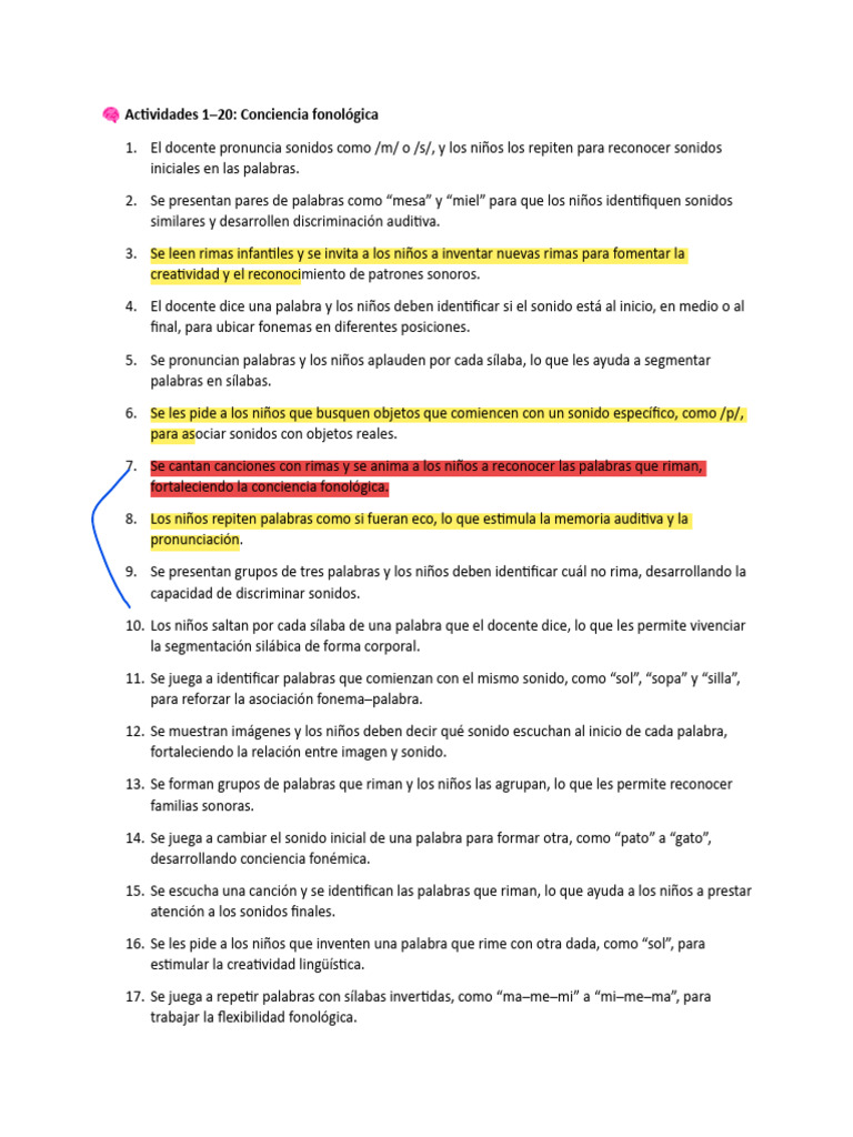 Actividades para Desarrollar Lenguaje Infantil | PDF | Sílaba | Palabra