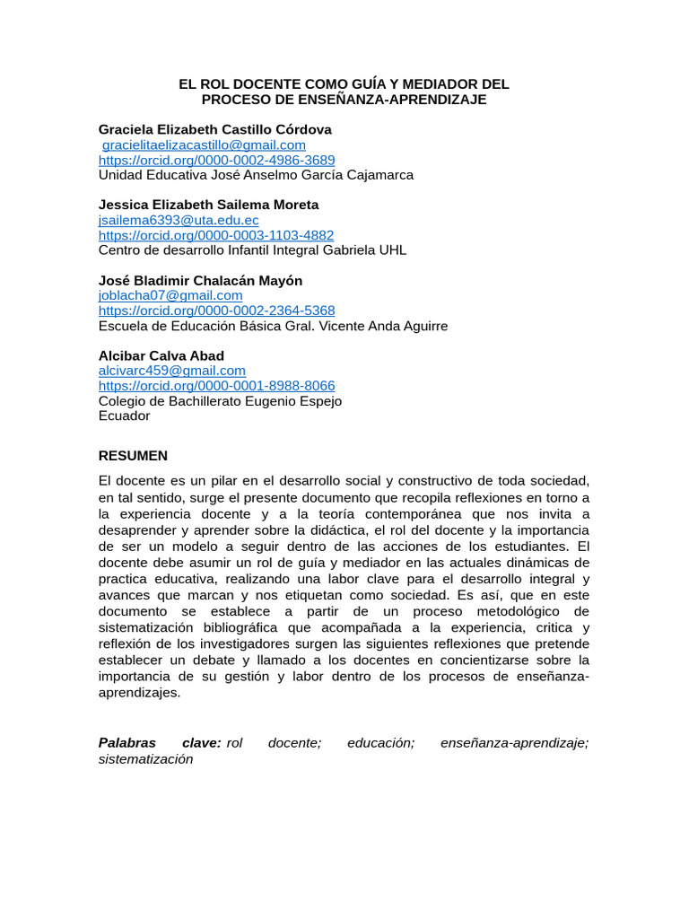 Rol del Docente como Mediador Educativo | PDF | Maestros | Aprendizaje