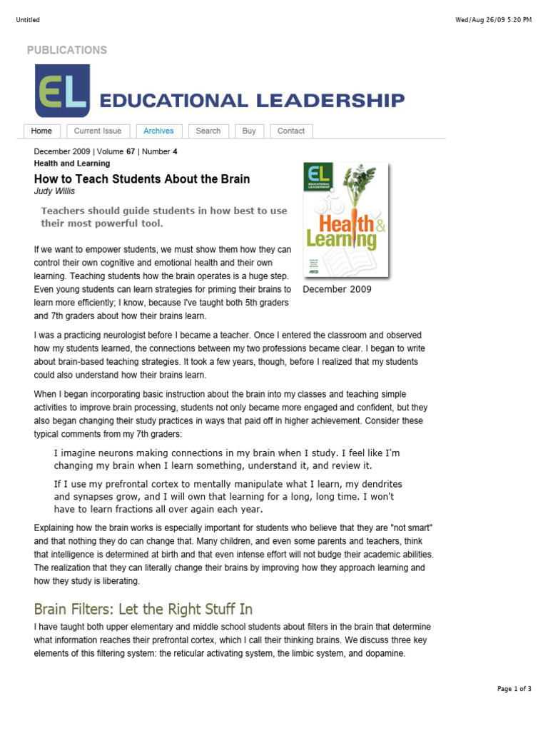How Teach Students About The Brain | PDF | Brain | Learning