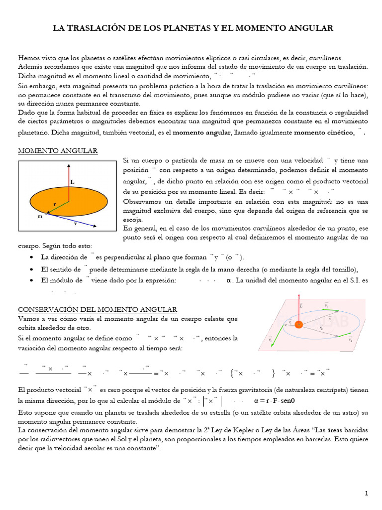 Momento Angular en Movimiento Planetario | PDF | Momento angular ...