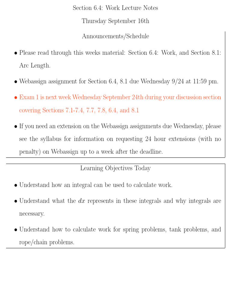Work Calculation Lecture Notes | PDF | Force | Kilogram