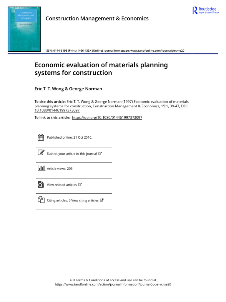Economic Evaluation of Construction MPS | PDF | Variance | Risk