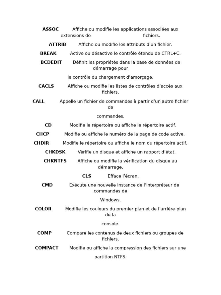 Liste complète des commandes CMD | PDF | Fichier informatique ...