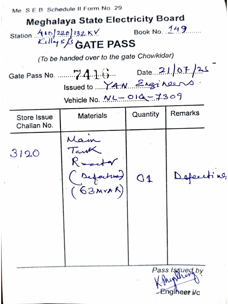 Challan, Gate Pass Yan Engineers | PDF