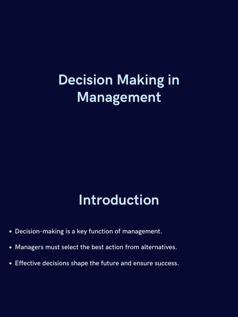 Effective Management Decision Making | PDF