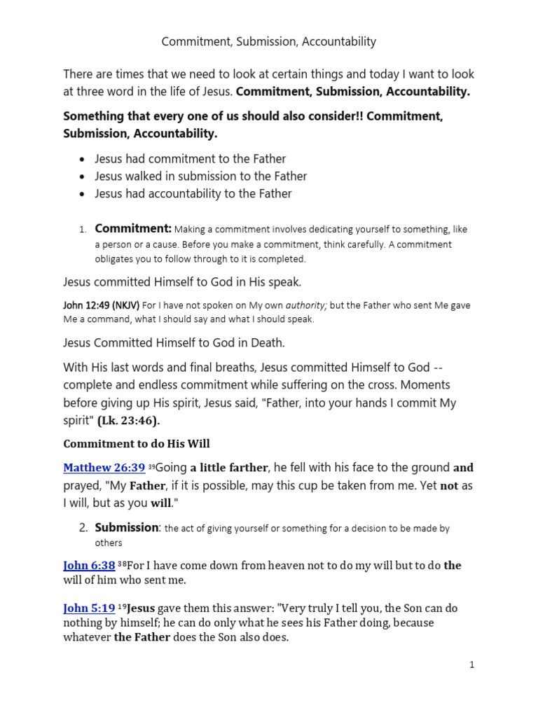 Jesus' Teachings on Commitment & Accountability | PDF | Jesus | God In ...