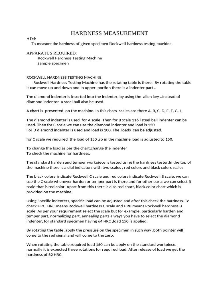 Rockwell Hardness Testing Guide | PDF