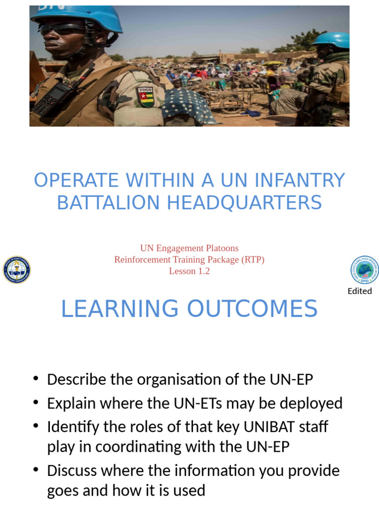 Operate Within A UN Inf BN HQ | PDF | Company (Military Unit) | Battalion