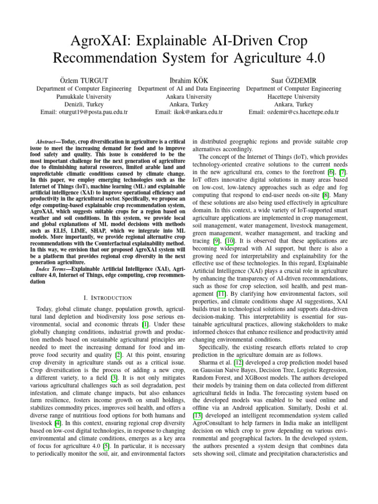AgroXAI: AI Crop Recommendations Explained | PDF | Support Vector ...