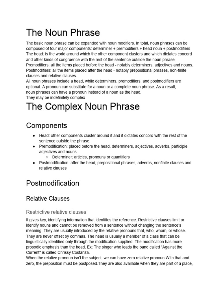 Understanding Noun Phrases and Modifiers | PDF | Verb | Subject (Grammar)