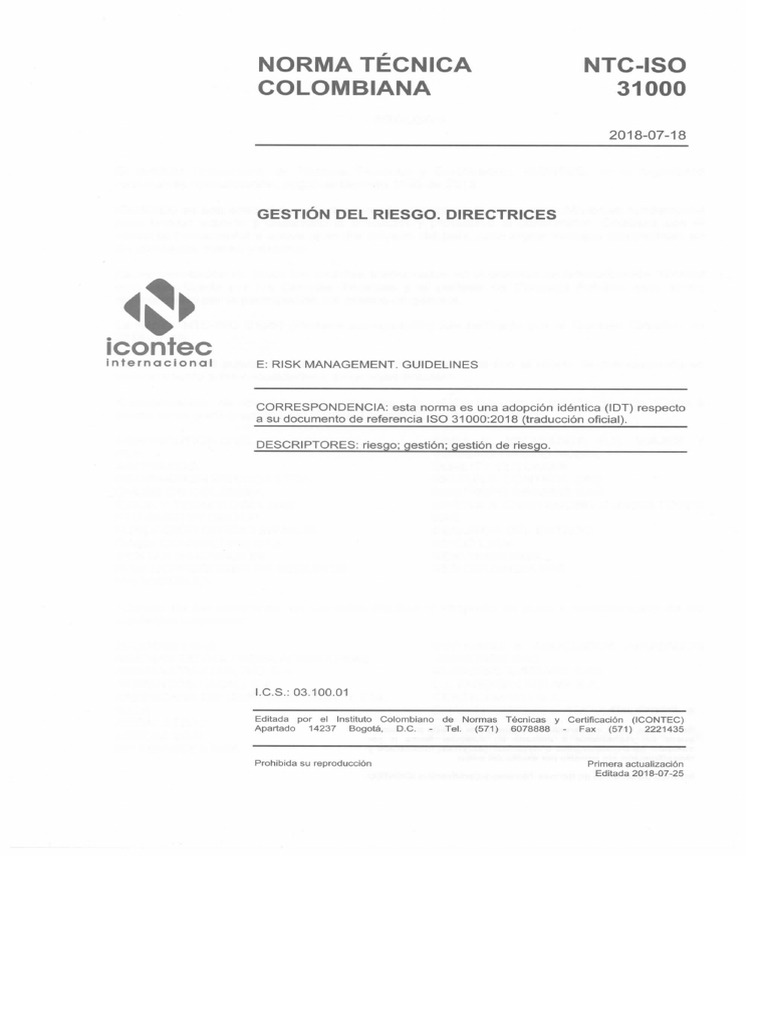 Norma NTC Iso 31000 2018 - Unlocked | PDF