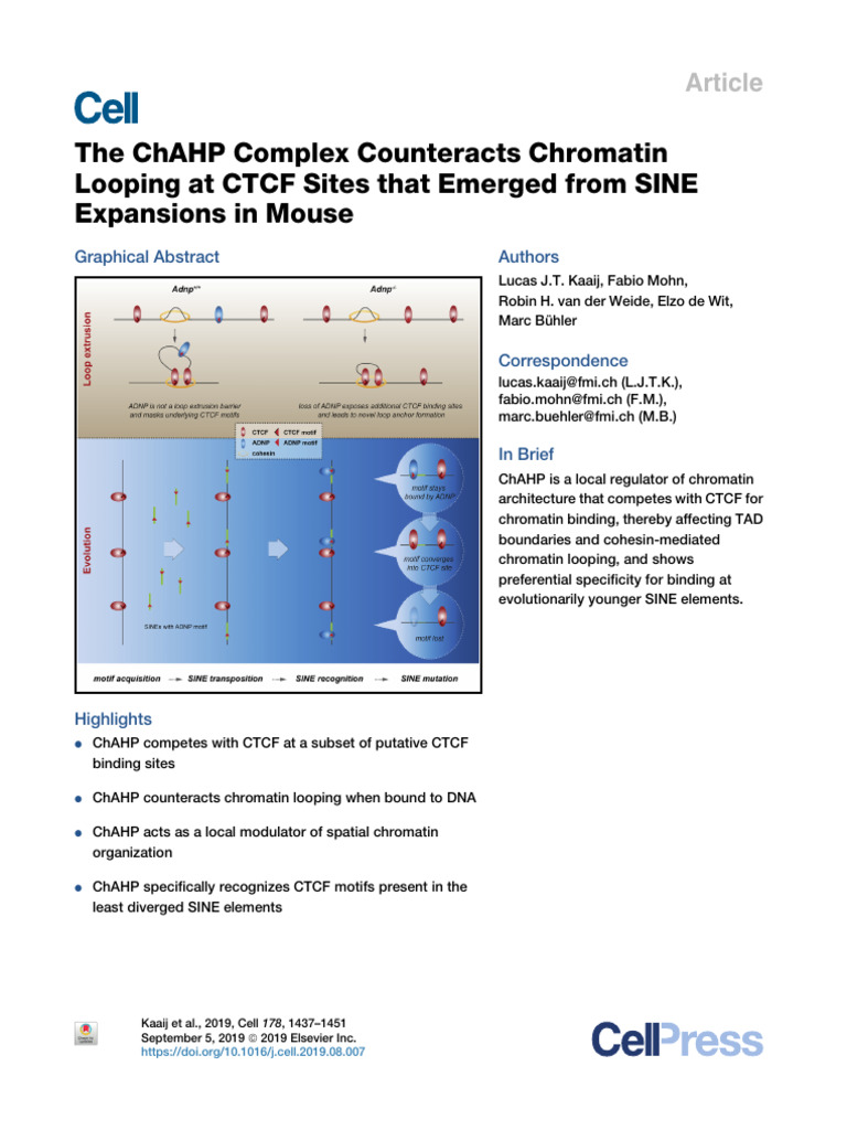 ChAHP Complex Modulates CTCF Binding | PDF | Chromatin | Molecular Biology