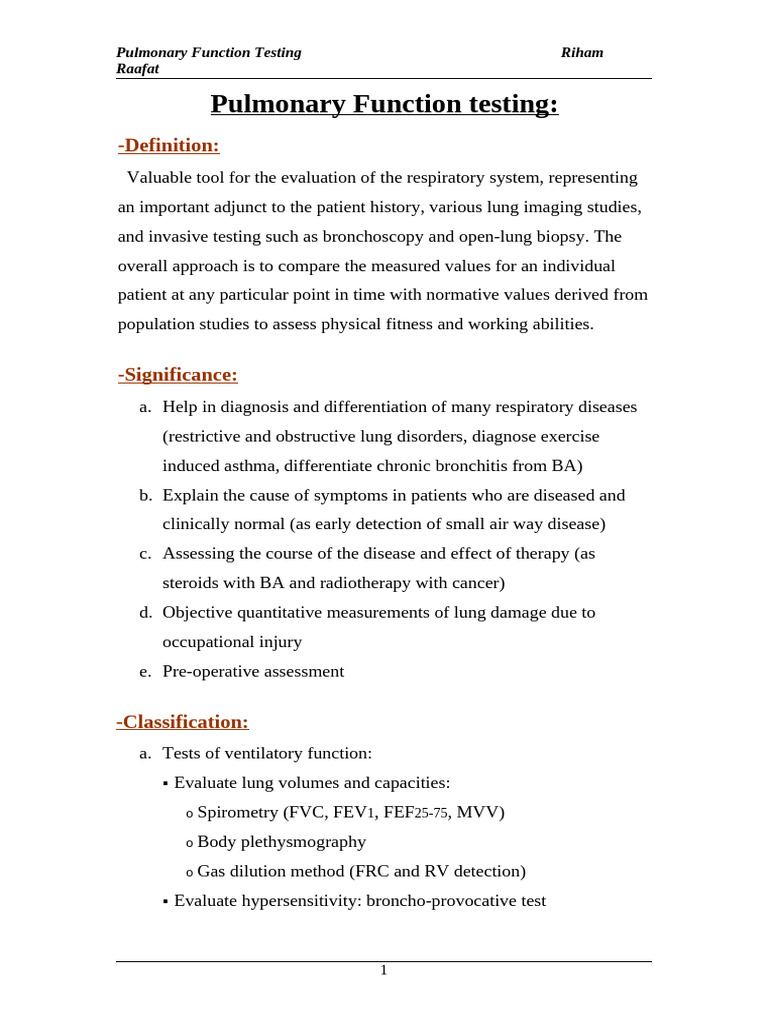 Pulmonary Function Testing | PDF | Exhalation | Lung