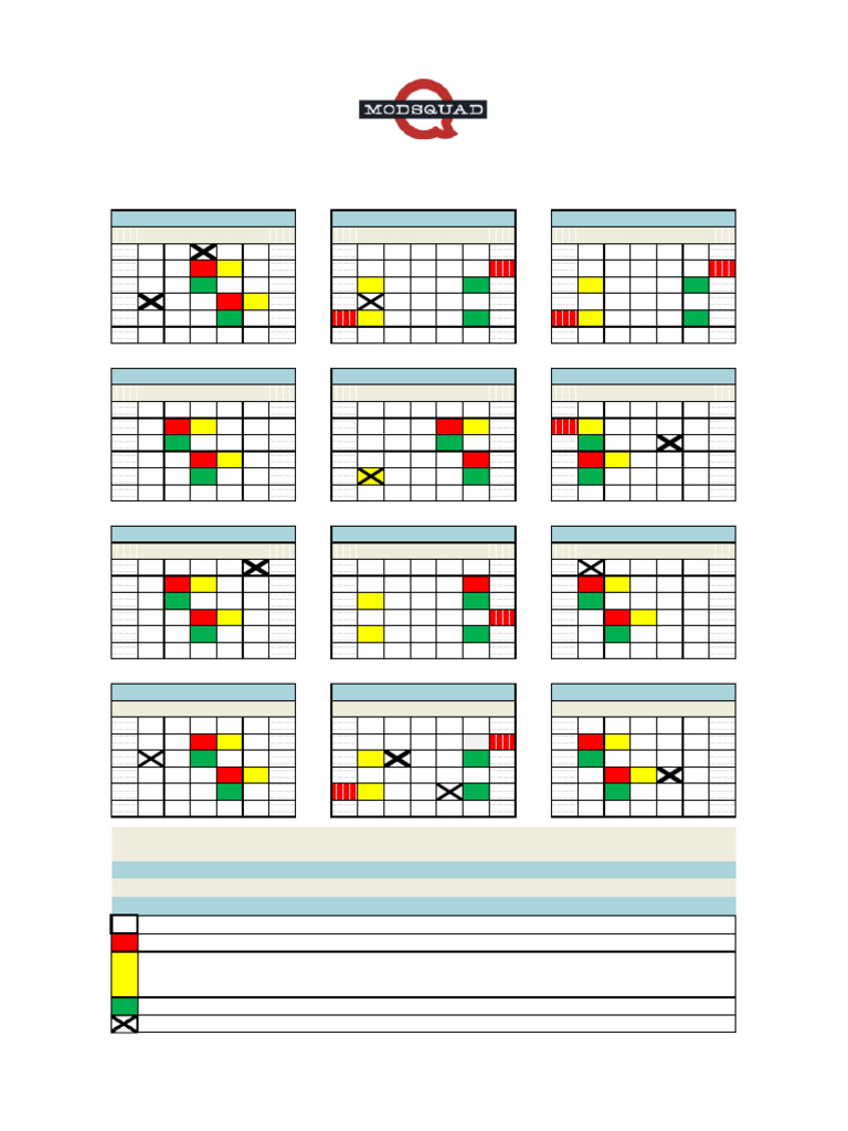 2025 MSQ US and WW Mods and Consultants Payments Calendar Grid | PDF ...