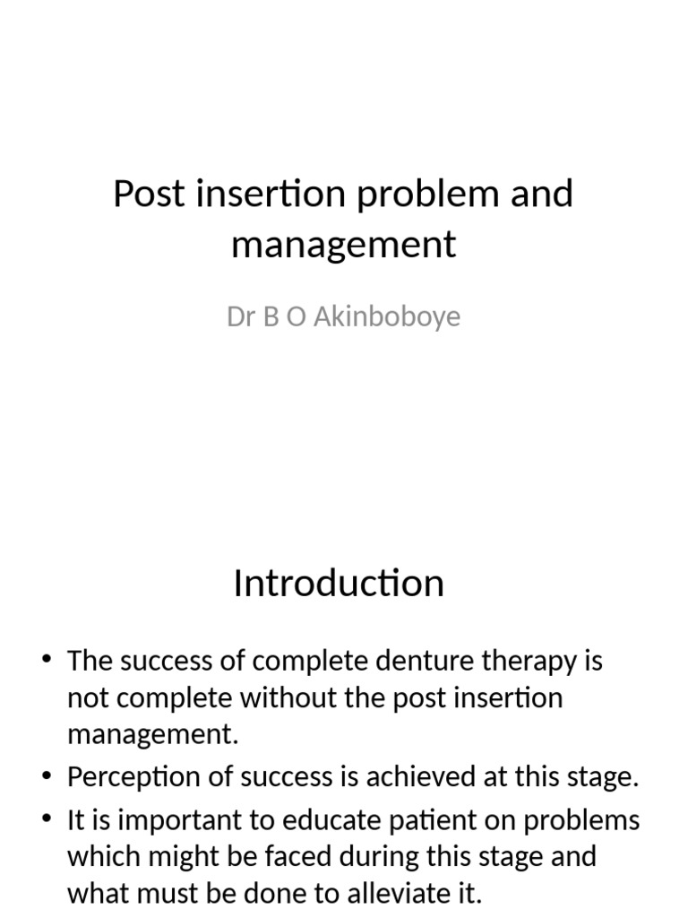 Post Insertion Management Complete Denture | PDF | Dentures | Dentistry ...