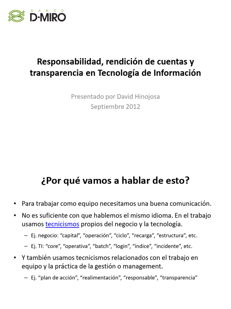 Rendición de Cuentas y Transparencia en TI | PDF | Responsabilidad ...
