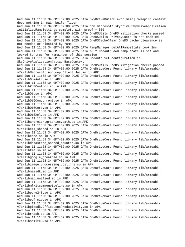 OneDrive Application Initialization Logs | PDF | Computer File | Software