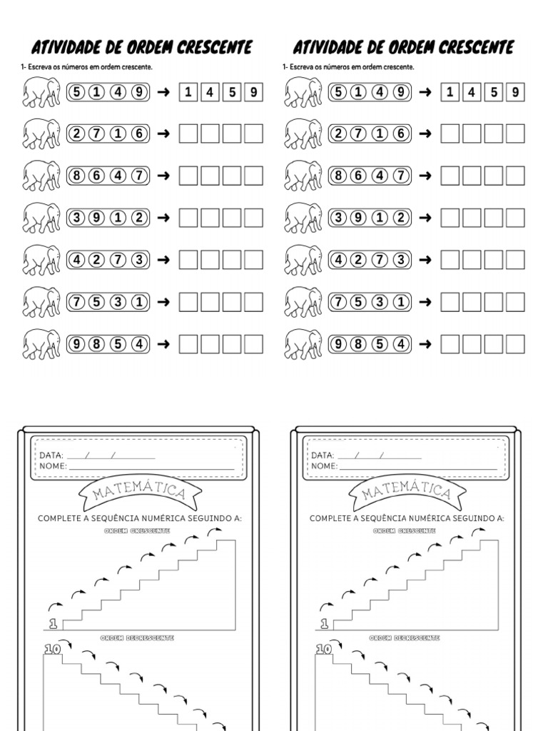 Matemática - Ordem Crescente e Decrescente | PDF