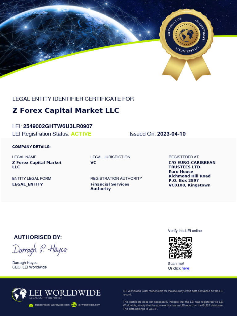 LEI Certificate for Z Forex Capital Market | PDF