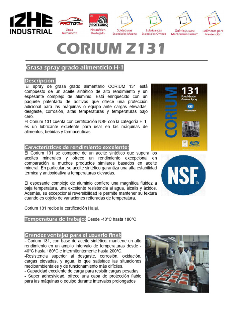 Spray Grasa Alimentaria Corium Z131 | PDF | Sustancias químicas ...