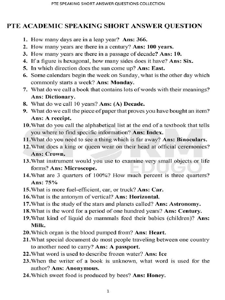 Short Answer Question - Storm EduGo | PDF