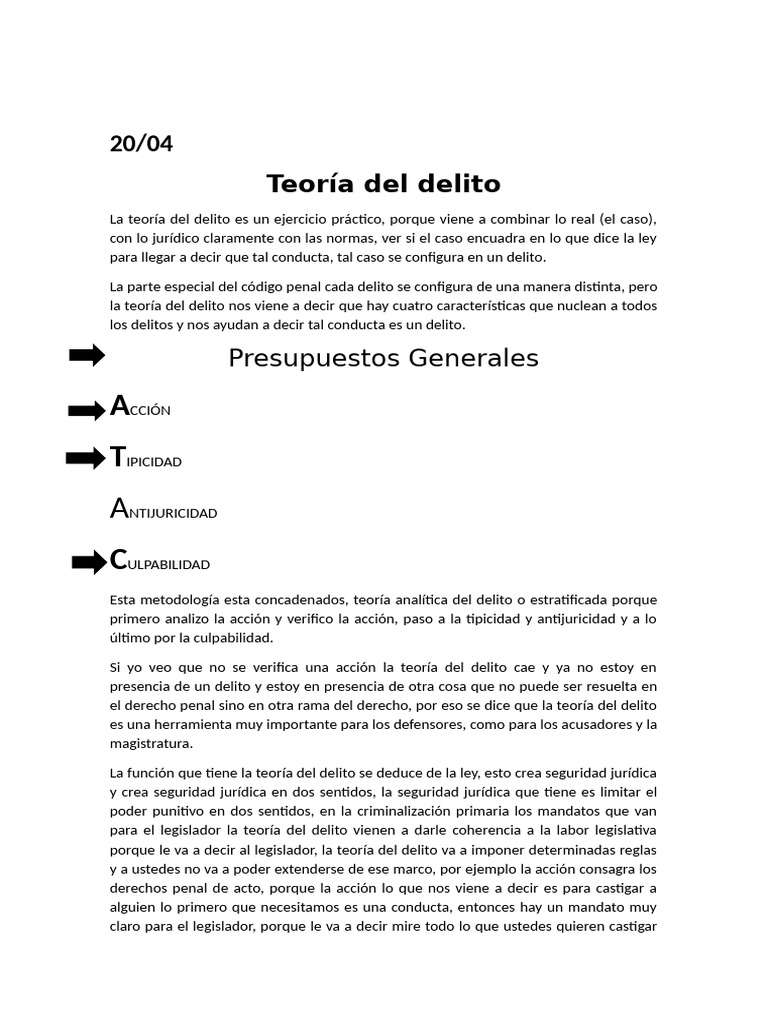 Teoría del Delito: Fundamentos y Estructura | PDF | Derecho penal ...