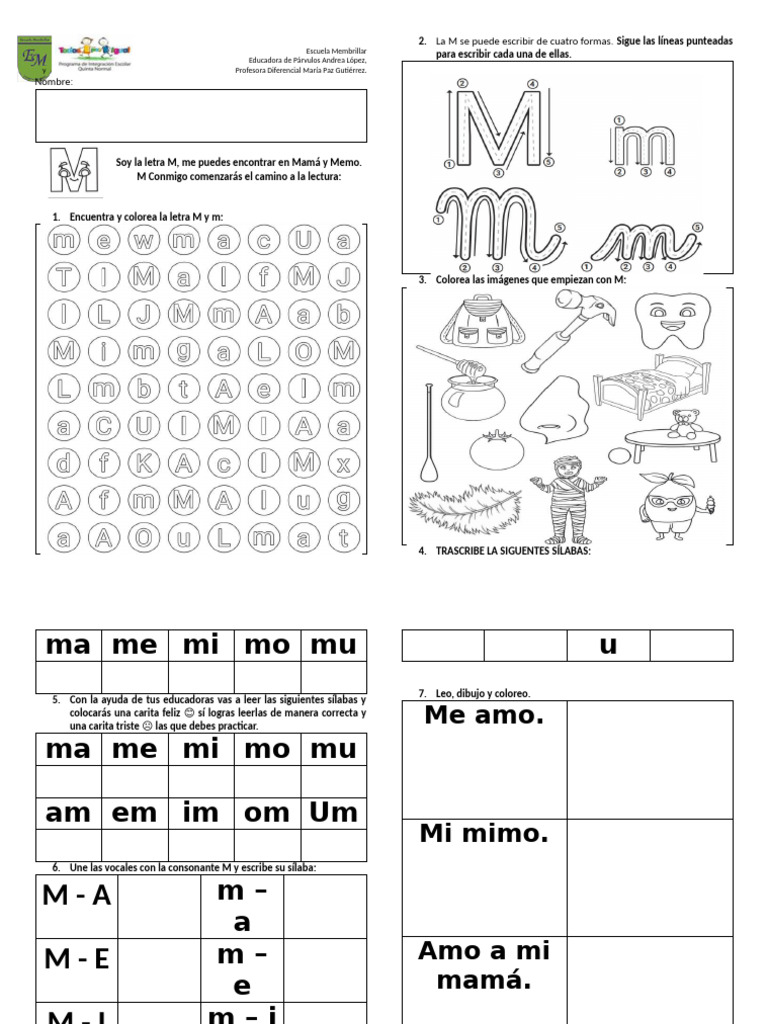 Actividades Divertidas con la Letra M | PDF