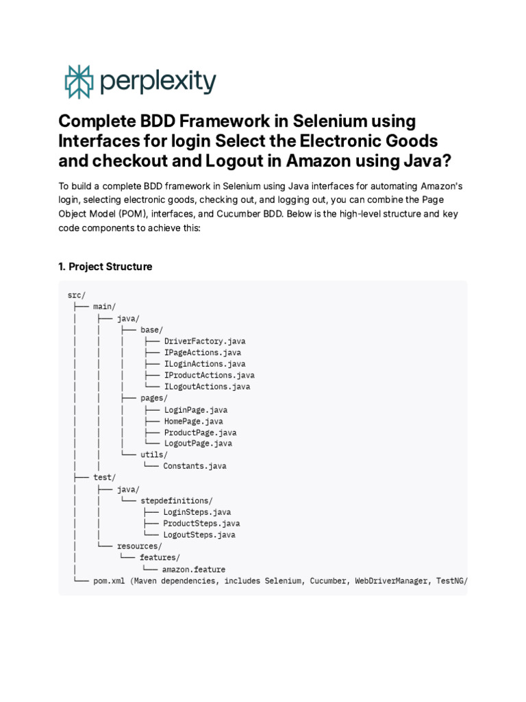 BDD Framework for Amazon Shopping in Selenium | PDF | Login | Systems ...