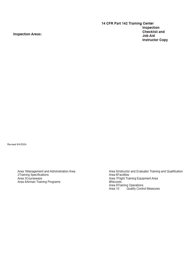 FAA Part 142 Training Center Inspection Guide | PDF | Flight Instructor ...