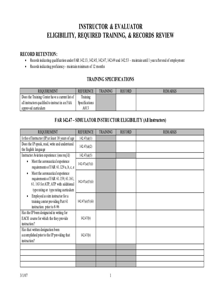 Instructor N Evaluator Eligibility | PDF