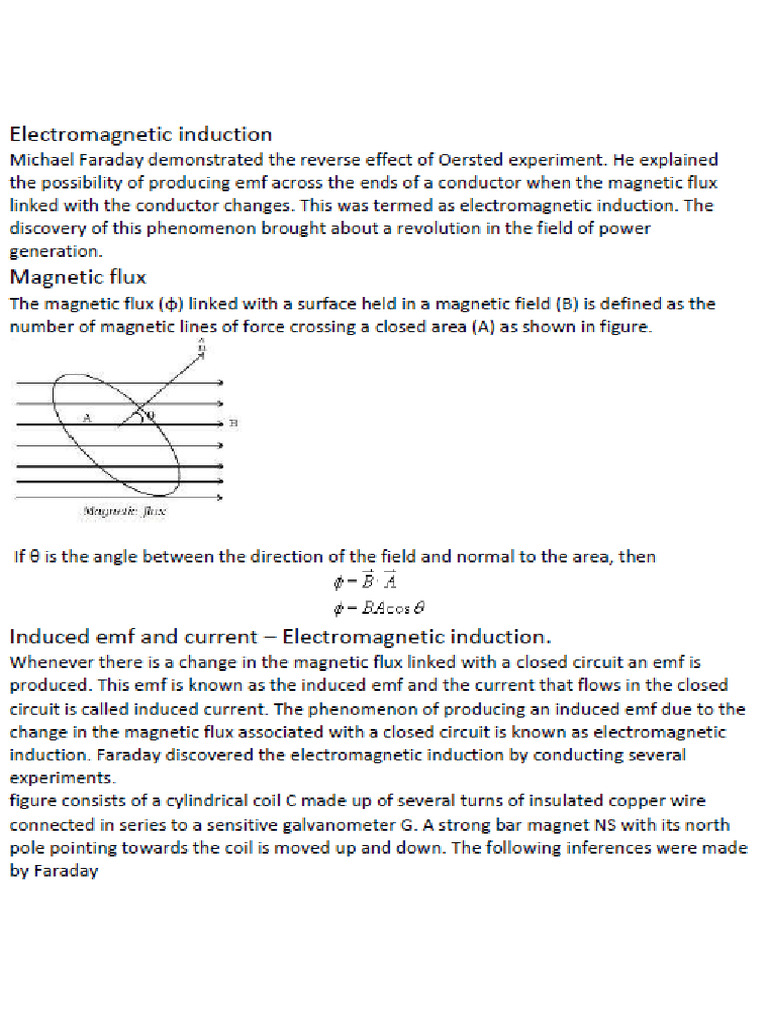 Notes Electromagnetic Induction | PDF