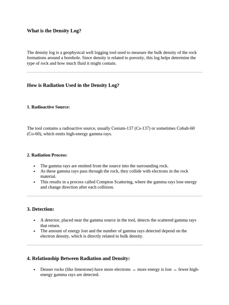 Understanding Density Logs in Geophysics | PDF