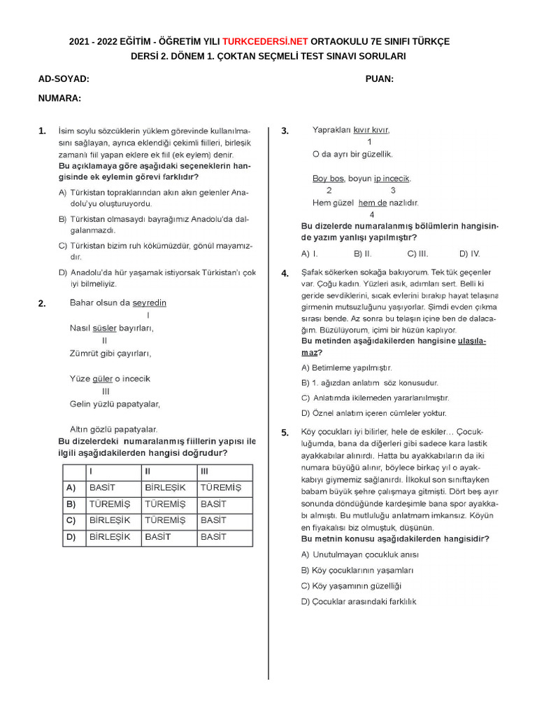 721 Test Turkcedersi - Net Halil YILMAZ | PDF