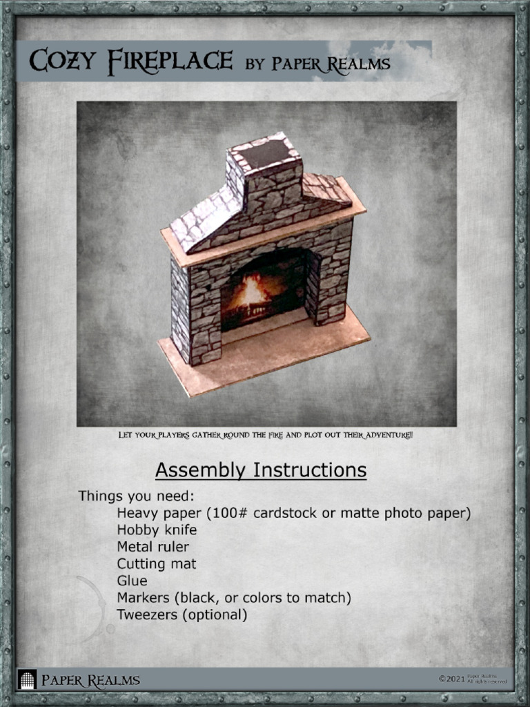 DIY Paper Fireplace Assembly Guide | PDF | Adhesive