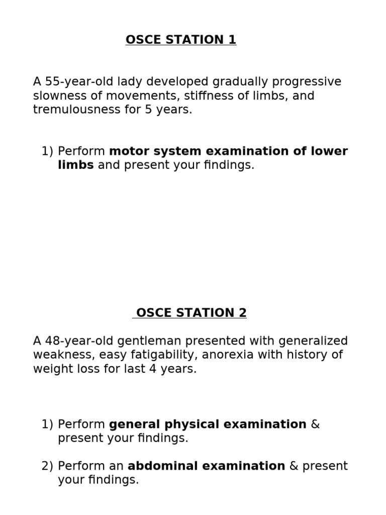 OSCE Stations: Clinical Examination Cases | PDF