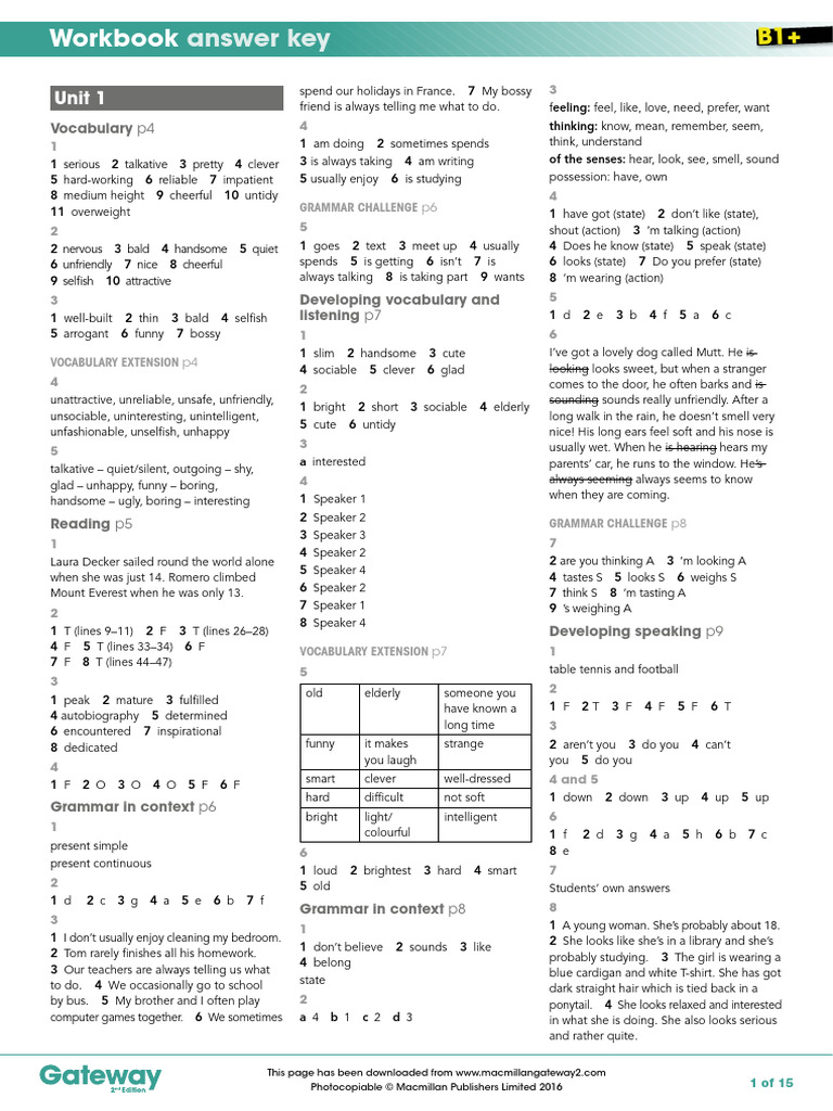 Workbook Keys | PDF