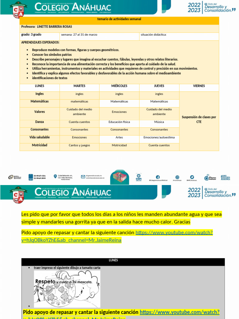 2023-03-25LENGUAJE Y COMUNICACIÓNTEMARIO - 3A - 27 Al 31 de Marzo | PDF